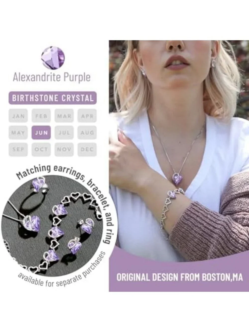 Infinity Love Birthstone Heart Crystal Pendant Necklace - Adjustable 18